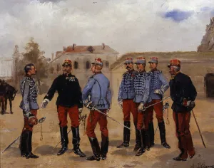 Hunters of Africa, 1880 - 1890, painting by Bligny Hunters of Africa, 1880 - 1890, painting by Bligny