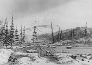 Hunters stalk caribou at Fort Enterprize on Franklins expedition, 1821 (engraving) Hunters stalk caribou at Fort Enterprize on Franklins expedition, 1821 (engraving)