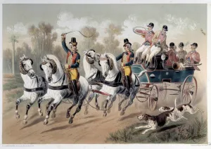 Hunting break, the start of the hunters Print by Albert Adam (1833 Hunting break, the start of the hunters Print by Albert Adam (1833