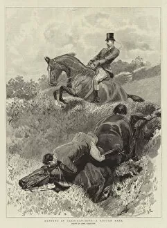 Cardiganshire Gallery: Hunting in Cardiganshire, a Rotten Bank (engraving)