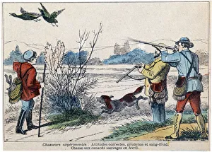 Hunting wild ducks in April - Image of Epinal, 19th century Hunting wild ducks in April - Image of Epinal, 19th century