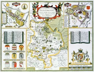 Huntington, engraved by Jodocus Hondius (1563-1612) from John Speeds Theatre Huntington, engraved by Jodocus Hondius (1563-1612) from John Speeds Theatre