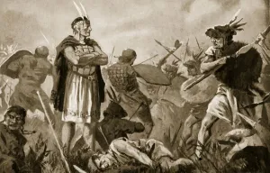 Huscar and Atahualpa fighting over the Inca Empire (litho) Huscar and Atahualpa fighting over the Inca Empire (litho)