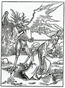 Of hym that fyndeth ought of another mannys it nat restorynge to the owner, illustration Of hym that fyndeth ought of another mannys it nat restorynge to the owner, illustration