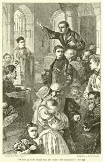 'I stood up in the chancel door, and spake to the congregation' (engraving)