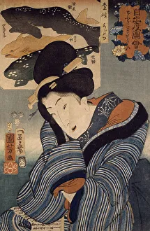 I Wish he Were Here, Woman from the Province of Iki, by Utagawa Kuniyoshi, 1852, woodcut I Wish he Were Here, Woman from the Province of Iki, by Utagawa Kuniyoshi, 1852, woodcut