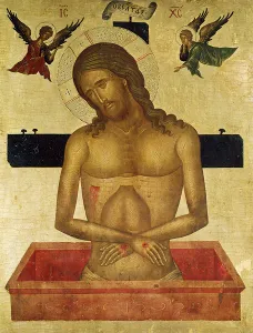 Icon depicting Christ in the tomb (oil on panel) Icon depicting Christ in the tomb (oil on panel)