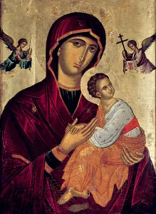 Icon depicting the Holy Mother of the Passion (oil on panel) Icon depicting the Holy Mother of the Passion (oil on panel)