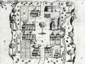 Ile Ste. Croix, the earliest French Settlement in Acadia, 1604, from Voyages' Ile Ste. Croix, the earliest French Settlement in Acadia, 1604, from Voyages'