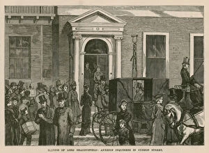 Illness of Lord Beaconsfield: anxious inquirers in Curzon Street, London (engraving)