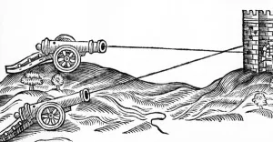 Illustration of Cannon Fire in The Art of Gunnery by Thomas Smith (fl Illustration of Cannon Fire in The Art of Gunnery by Thomas Smith (fl