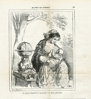 Illustration of Cham (1819-1879) in The Charivari, 1872-10-7 - The way to learn geography Illustration of Cham (1819-1879) in The Charivari, 1872-10-7 - The way to learn geography
