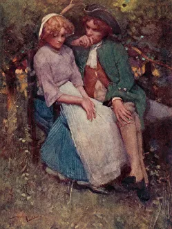 Seats Gallery: Illustration for The Deserted Village by Oliver Goldsmith (colour litho)