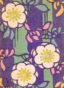 Illustration of Flower Blossoms on a Lavender and Green Background Illustration of Flower Blossoms on a Lavender and Green Background