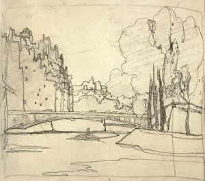 Books, Book Covers & Frontispieces Gallery: Illustration for 'The Book of Bridges', c.1911 (ink on paper)