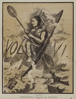 Illustration from The Tomahawk magazine, 1870 (colour litho)