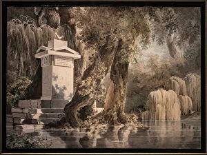 The 19th Century Gallery: Imaginary Landscape with gravestone dedicated to the poet Edoardo Valvo