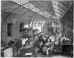 Imperiale printing, Paris, 1860: the tremperie. To receive ink properly Imperiale printing, Paris, 1860: the tremperie. To receive ink properly