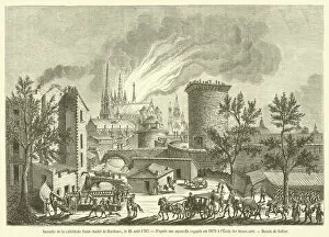 Incendie de la cathedrale Saint-Andre de Bordeaux, le 25 aout 1787 (engraving)