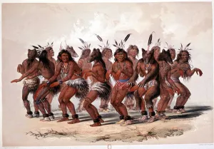 Indian Bear Dance - Lithography by Georges Catlin, 1844, B.N Indian Bear Dance - Lithography by Georges Catlin, 1844, B.N