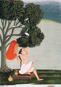 Indian lady at her toilet dressing her hair (gouache on paper) Indian lady at her toilet dressing her hair (gouache on paper)