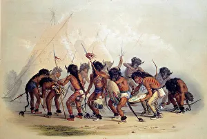 Indians of America doing the buffalo dance. Lithograph by George Catlin (1794-1872 Indians of America doing the buffalo dance. Lithograph by George Catlin (1794-1872