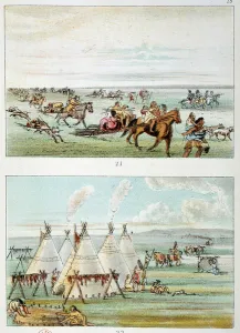 Indians of America: (top) tribe moving with skins for sale Indians of America: (top) tribe moving with skins for sale