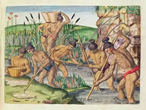 How the Indians Collect Gold from the Streams, from Brevis Narratio How the Indians Collect Gold from the Streams, from Brevis Narratio