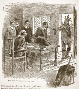 The Indian's Declaration of War, from a book pub. 1896 (engraving) The Indian's Declaration of War, from a book pub. 1896 (engraving)