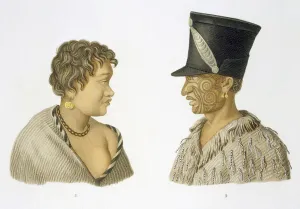 Inhabitants of New Zealand, 1826 (colour litho) Inhabitants of New Zealand, 1826 (colour litho)