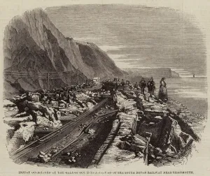 Injury occasioned by the Gale of 25 October to a Portion of the South Devon Railway near Injury occasioned by the Gale of 25 October to a Portion of the South Devon Railway near