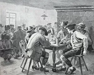 Inn in Bavaria, Germany, Men Drinking Beer