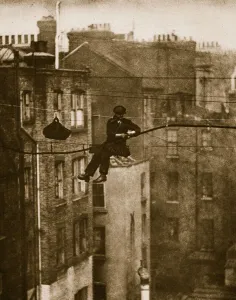 Inspecting a telephone cable between Conduit and Maddox Streets (sepia photo) Inspecting a telephone cable between Conduit and Maddox Streets (sepia photo)