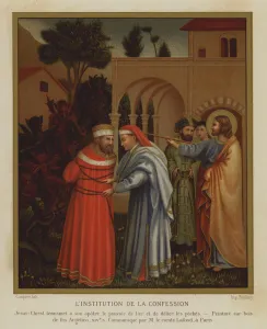 The Institution of the Confession (colour litho) The Institution of the Confession (colour litho)