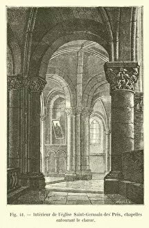 Saint Germain Gallery: Interieur de l eglise Saint-Germain des Pres, chapelles entourant le choeur (engraving)