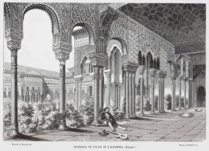 Interior of the Alhambra Palace, Granada, Spain (engraving) Interior of the Alhambra Palace, Granada, Spain (engraving)