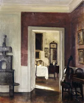 Images Dated 16th August 2012: An Interior with a Cello, (oil on canvas)