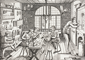 Interior of Etienne Delaunes workshop, from Les Arts au Moyen Age' Interior of Etienne Delaunes workshop, from Les Arts au Moyen Age'