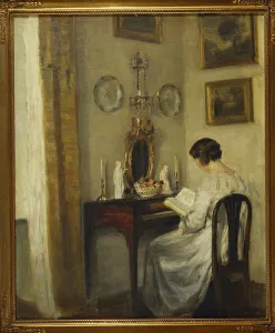 An Interior with a Girl Reading at a Desk (oil on canvas) An Interior with a Girl Reading at a Desk (oil on canvas)