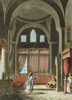 Interior of a harem in Cairo, 1804, by Luigi Mayer, engraving front Views in Egypt Interior of a harem in Cairo, 1804, by Luigi Mayer, engraving front Views in Egypt
