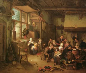 Interior with peasants drinking (oil on canvas) Interior with peasants drinking (oil on canvas)
