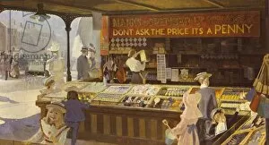 High Street Gallery: An interior of the Penny Bazaar showing the open display, 1900 (colour litho)