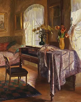 British Art Gallery: An Interior with a Piano, (oil on canvas)