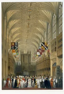 Interior of St George's Chapel, 1838 (colour litho) Interior of St George's Chapel, 1838 (colour litho)