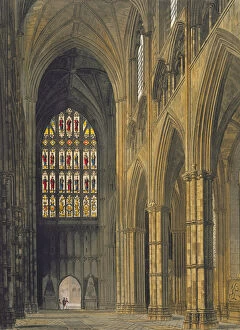 Architecture: London, Ecclesiastical Gallery: Interior View of Westminster Abbey Looking Towards the West Entrance