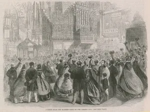 The International Exhibition; A scene near the eastern dome on the closing day (engraving) The International Exhibition; A scene near the eastern dome on the closing day (engraving)
