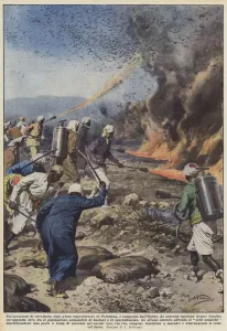 An invasion of locusts, after having raged in Palestine, appeared on Egypt (colour litho) An invasion of locusts, after having raged in Palestine, appeared on Egypt (colour litho)