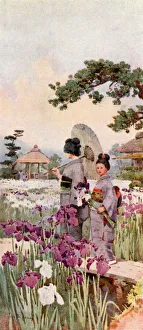 Ella Du Cane Gallery: Irises, Horikiri (colour litho)