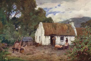 Irish Cottage Life in County Donegal (colour litho) Irish Cottage Life in County Donegal (colour litho)