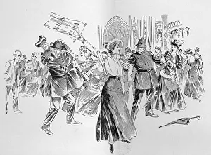 The Irrepressible Suffragettes Create a Diversion in the Lobby, from an article entitled The Reassembling of Parliament The Irrepressible Suffragettes Create a Diversion in the Lobby, from an article entitled The Reassembling of Parliament